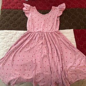 Girls Dot Dot Smile Dress- Pink with Dark Pink Polka Dots